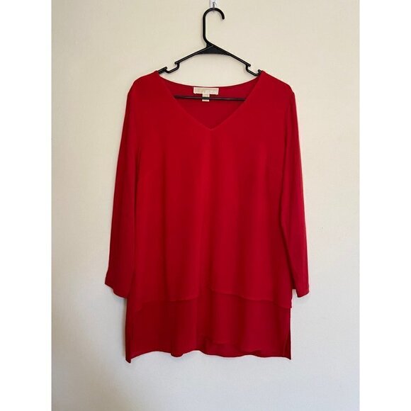 Michael Michael kors v neck tiered bottom long sleeve shirt size medium - Picture 1 of 6